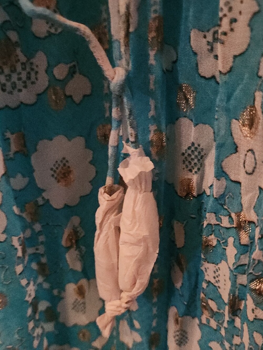 0HEMANT & NANDITA Aqua Blue Mairi Maxi Dress with White Lace Med Nwt - Picture 7 of 10